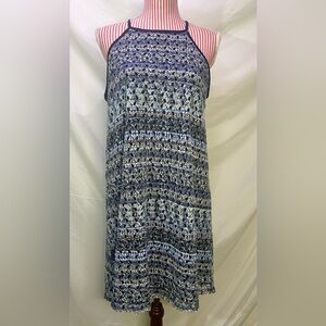 Love Fire Blue Crochet Lace Striped Boho Striped Mini Sundress Summer Size XL